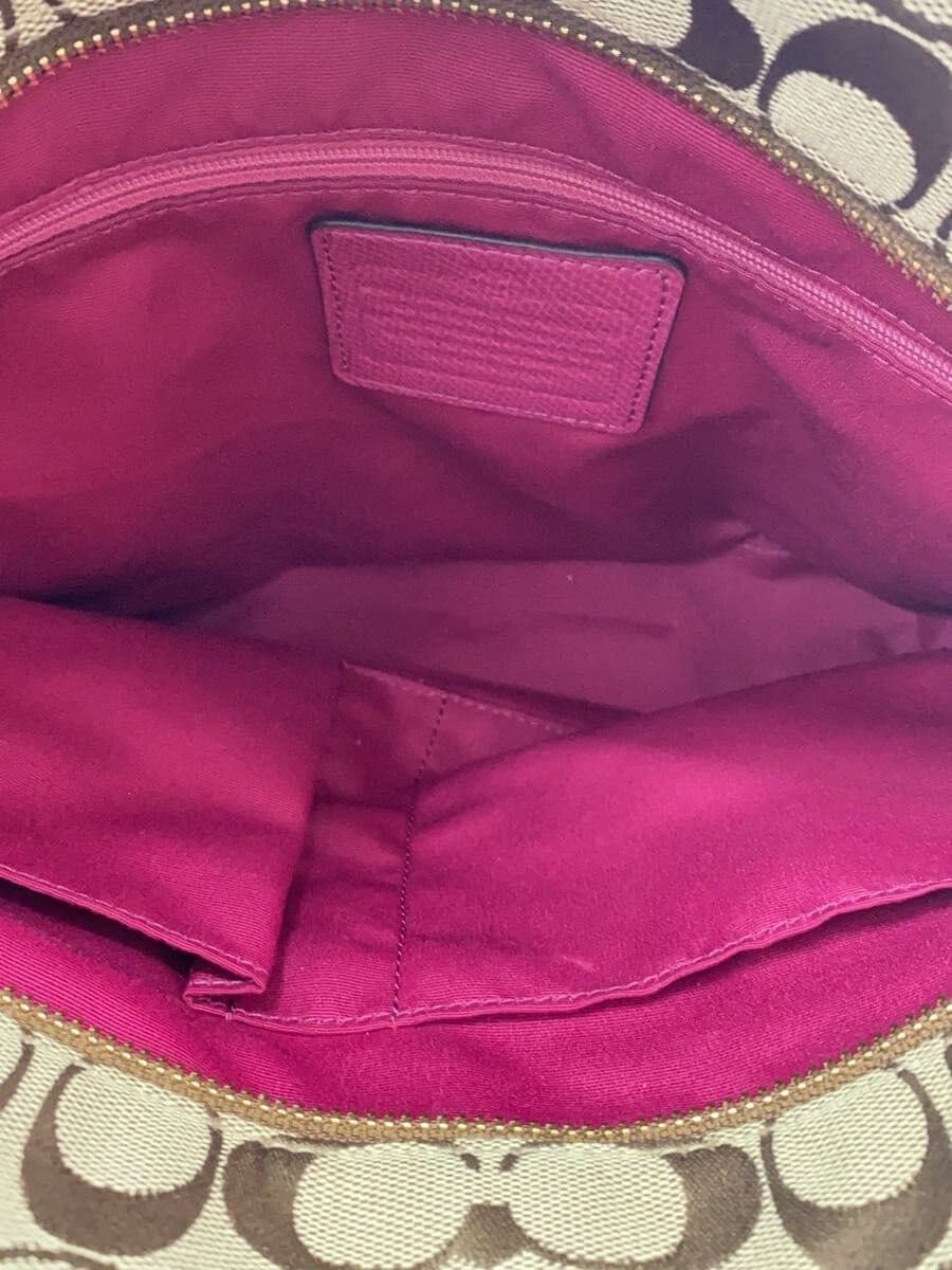 COACH tote bag canvas BEG all-over pattern 6