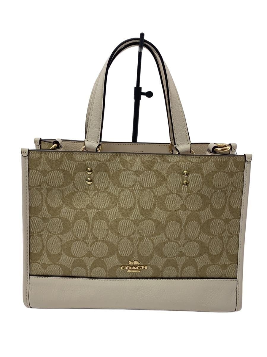 COACH Dempsey Carryall Signature Ivory Leather PVC BEG Allover Pattern 1955