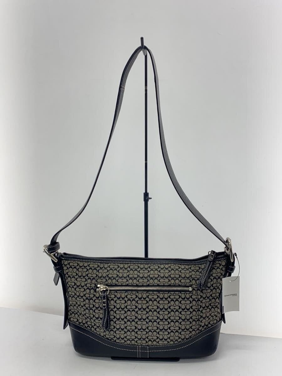 COACH Shoulder Bag Mini Signature Black Canvas BLK Allover Pattern F10945 3