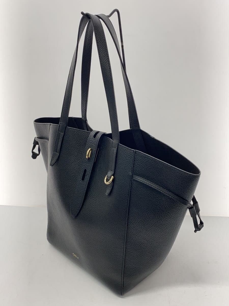 FURLA tote bag leather black plain 2