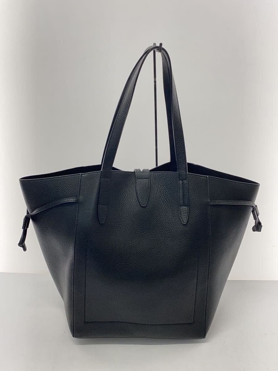 FURLA tote bag leather black plain 3
