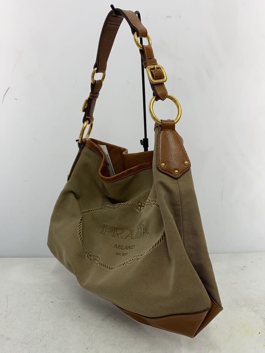 PRADA Logo Jacquard Shoulder Bag Nylon BRW 2