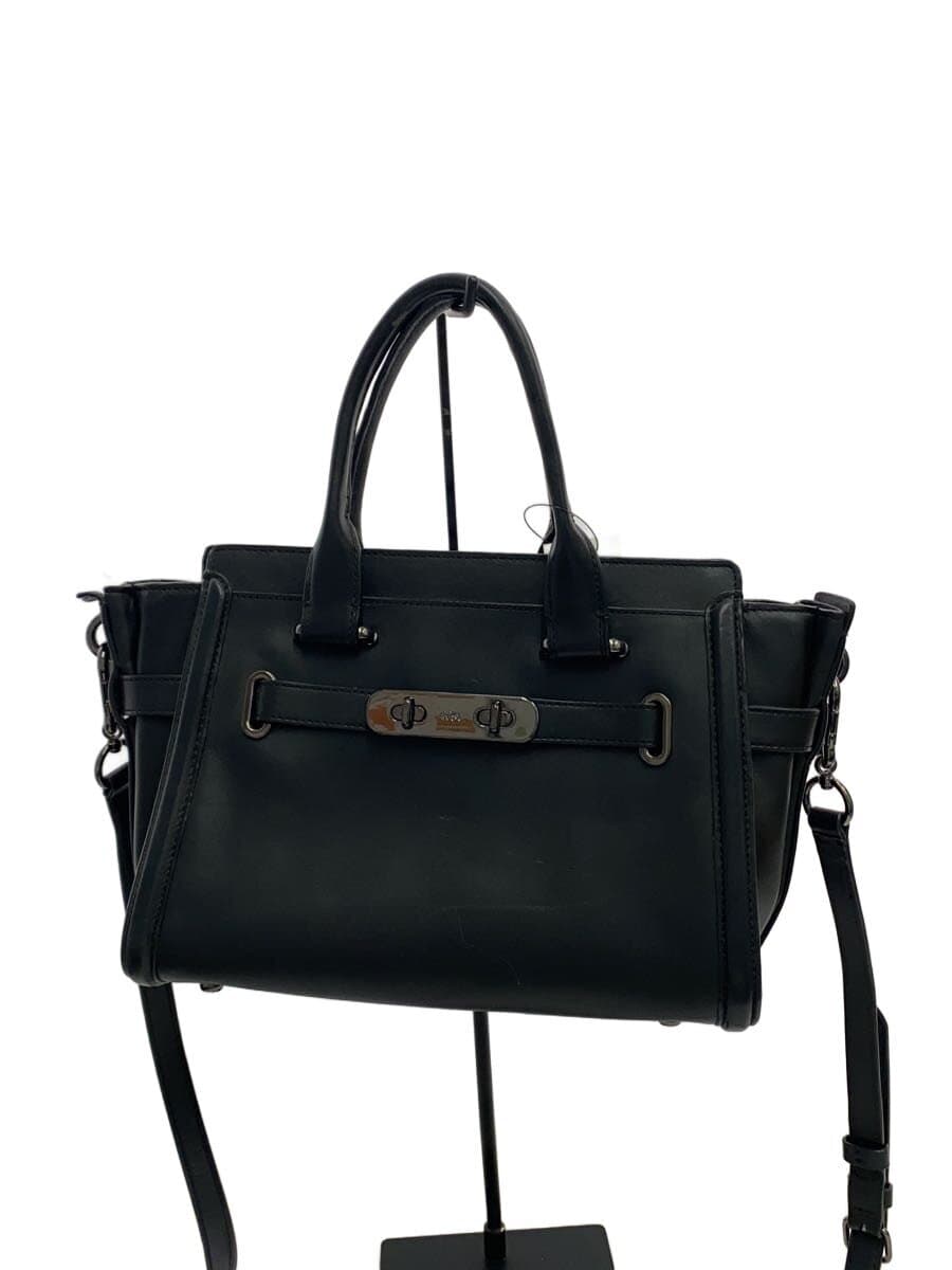 COACH Swagger 2-Way Handbag Leather BLK 55496