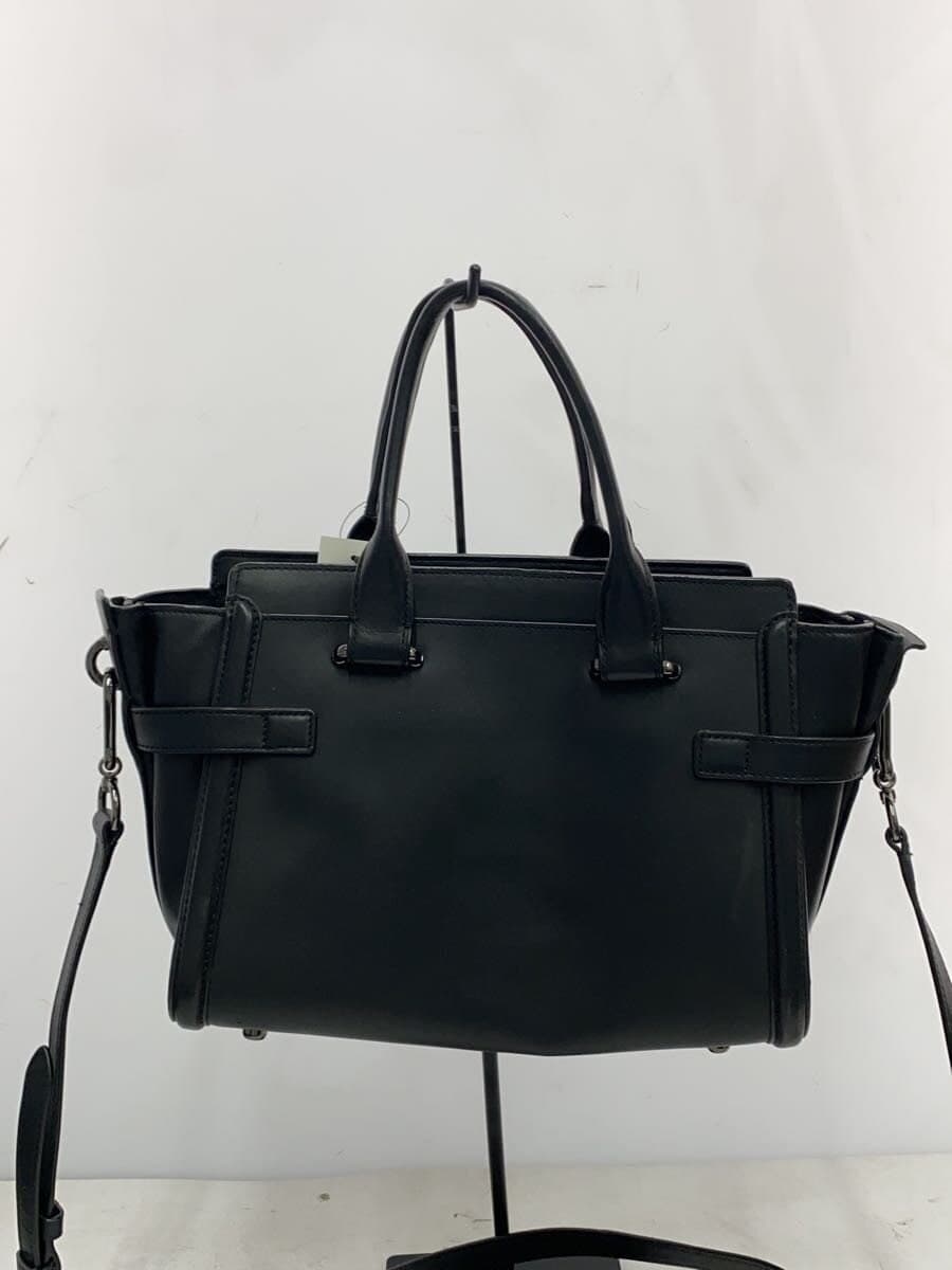 COACH Swagger 2-Way Handbag Leather BLK 55496 3
