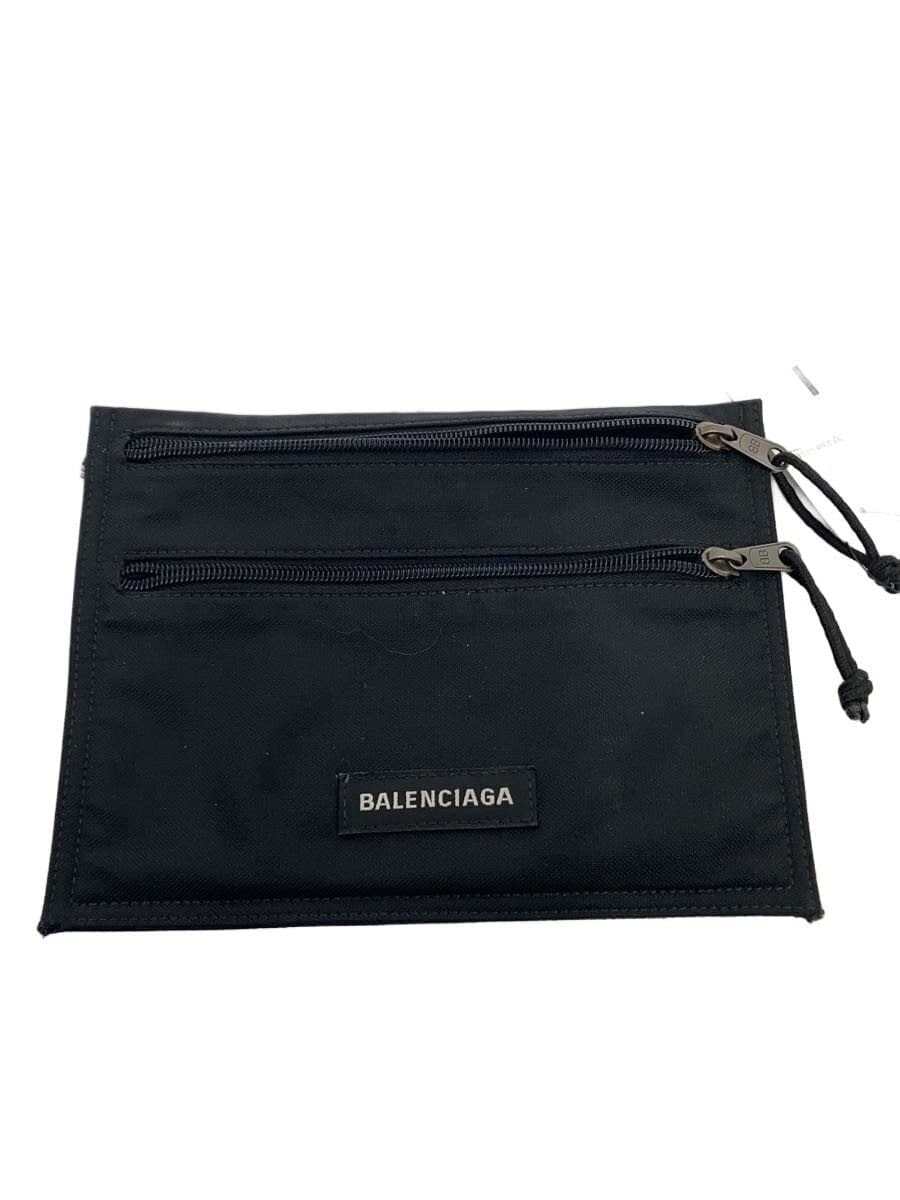 BALENCIAGA Explorer Pouch Shoulder Bag Nylon BLK Solid Color