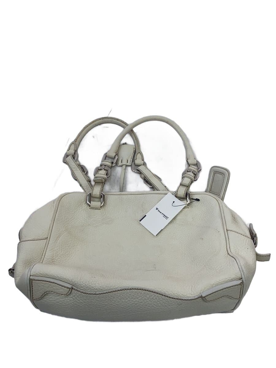 PRADA Embossed Handbag Leather WHT
