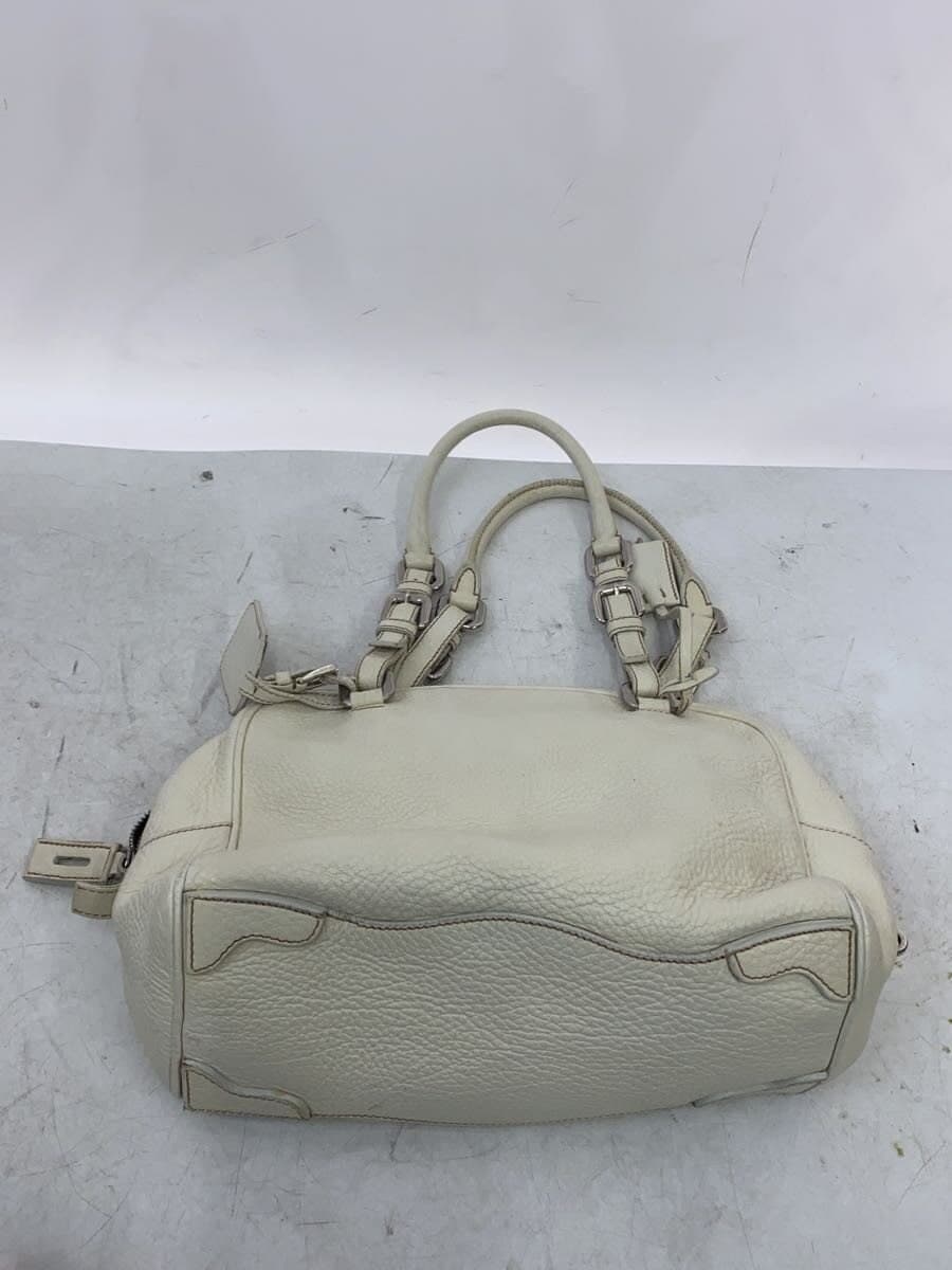PRADA Embossed Handbag Leather WHT 2