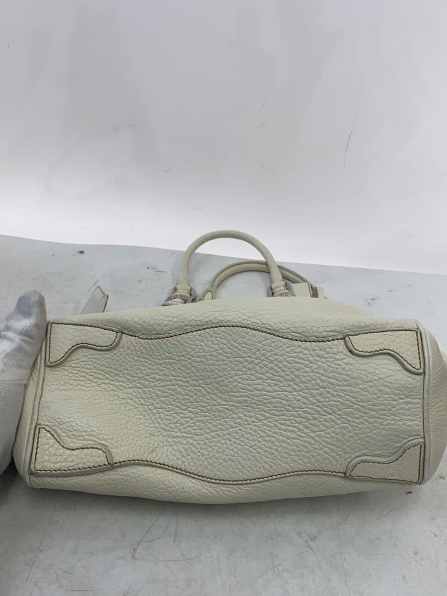 PRADA Embossed Handbag Leather WHT 3