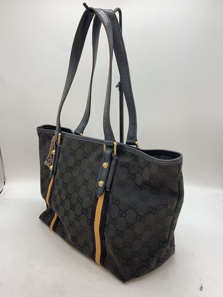 GUCCI Tote Bag_GG Canvas Canvas BLK Iridescent 137396 2