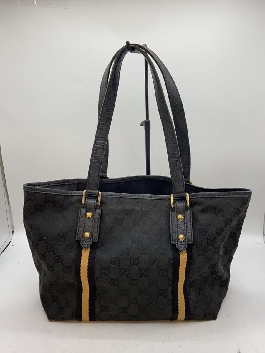 GUCCI Tote Bag_GG Canvas Canvas BLK Iridescent 137396 3