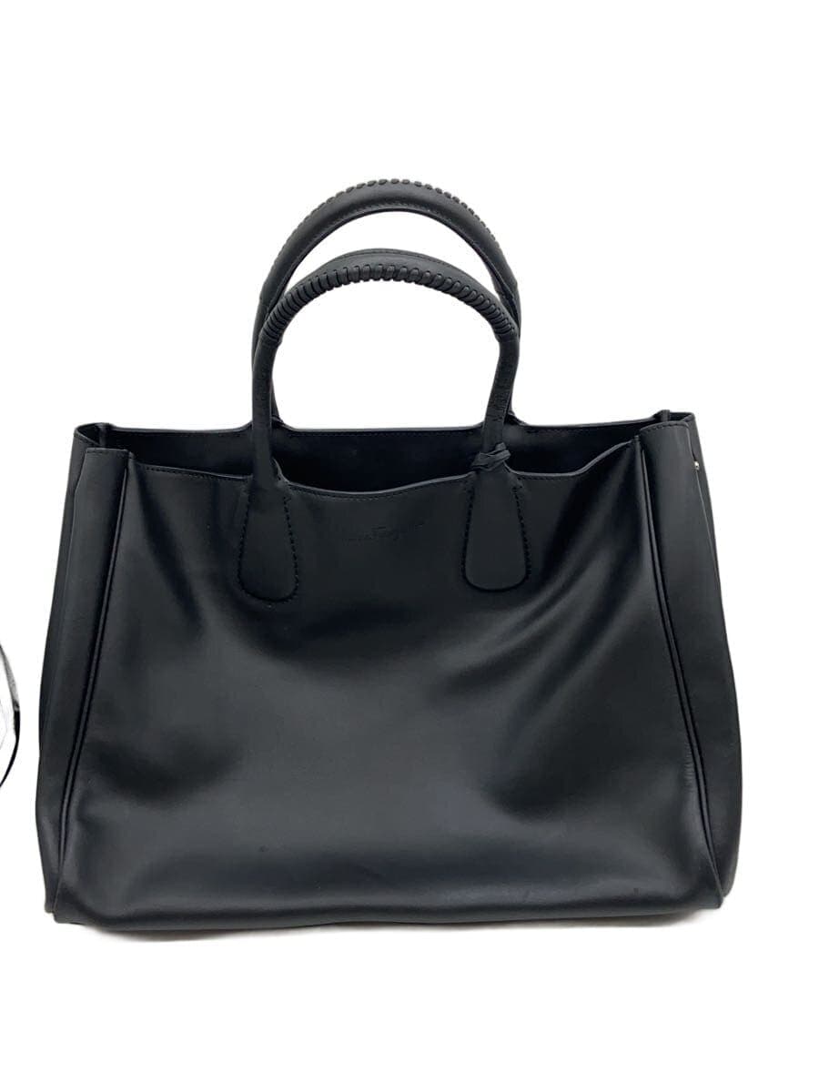 Salvatore Ferragamo Shoulder Bag Leather BLK Solid EZ-21 E578