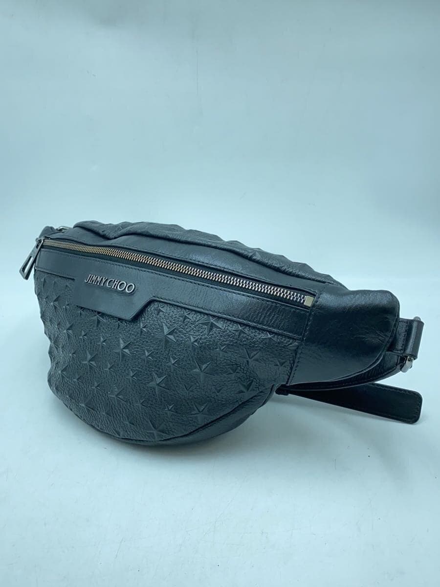 JIMMY CHOO Waist Bag Body Bag Leather Black All Over Pattern Star Pattern Embossed 2