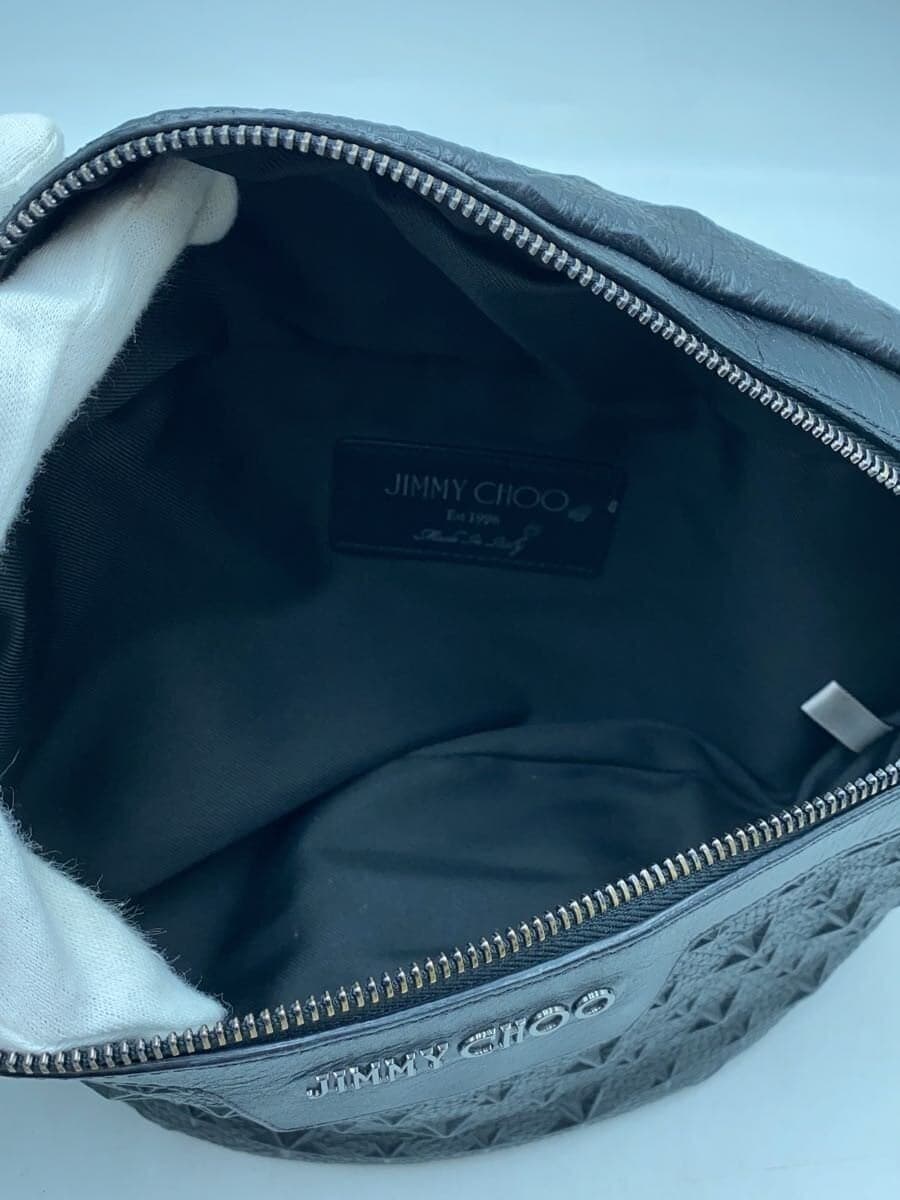 JIMMY CHOO Waist Bag Body Bag Leather Black All Over Pattern Star Pattern Embossed 6