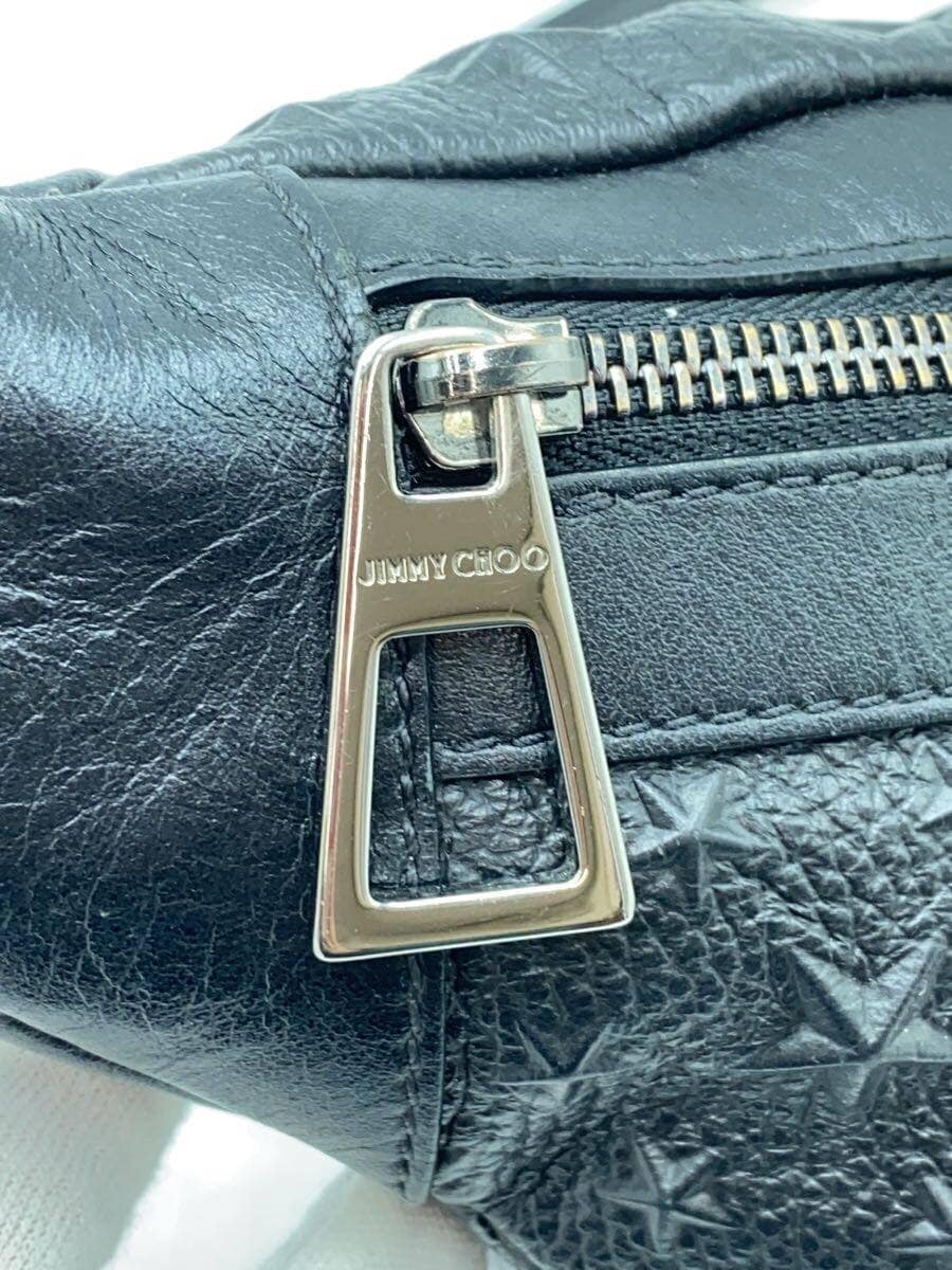 JIMMY CHOO Waist Bag Body Bag Leather Black All Over Pattern Star Pattern Embossed 9