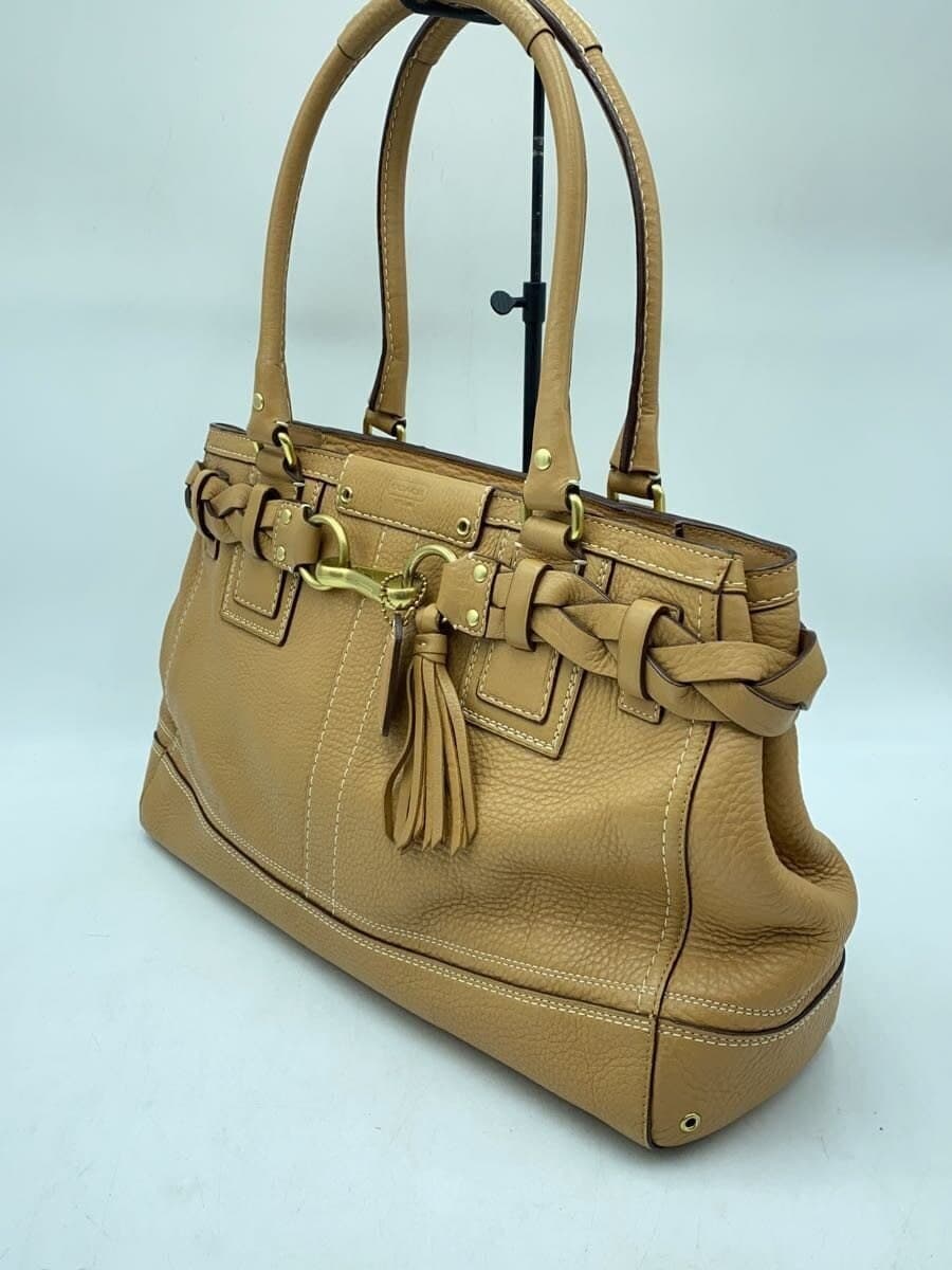 COACH Tote Bag Leather Camel Ｊ0693 With Wear 2
