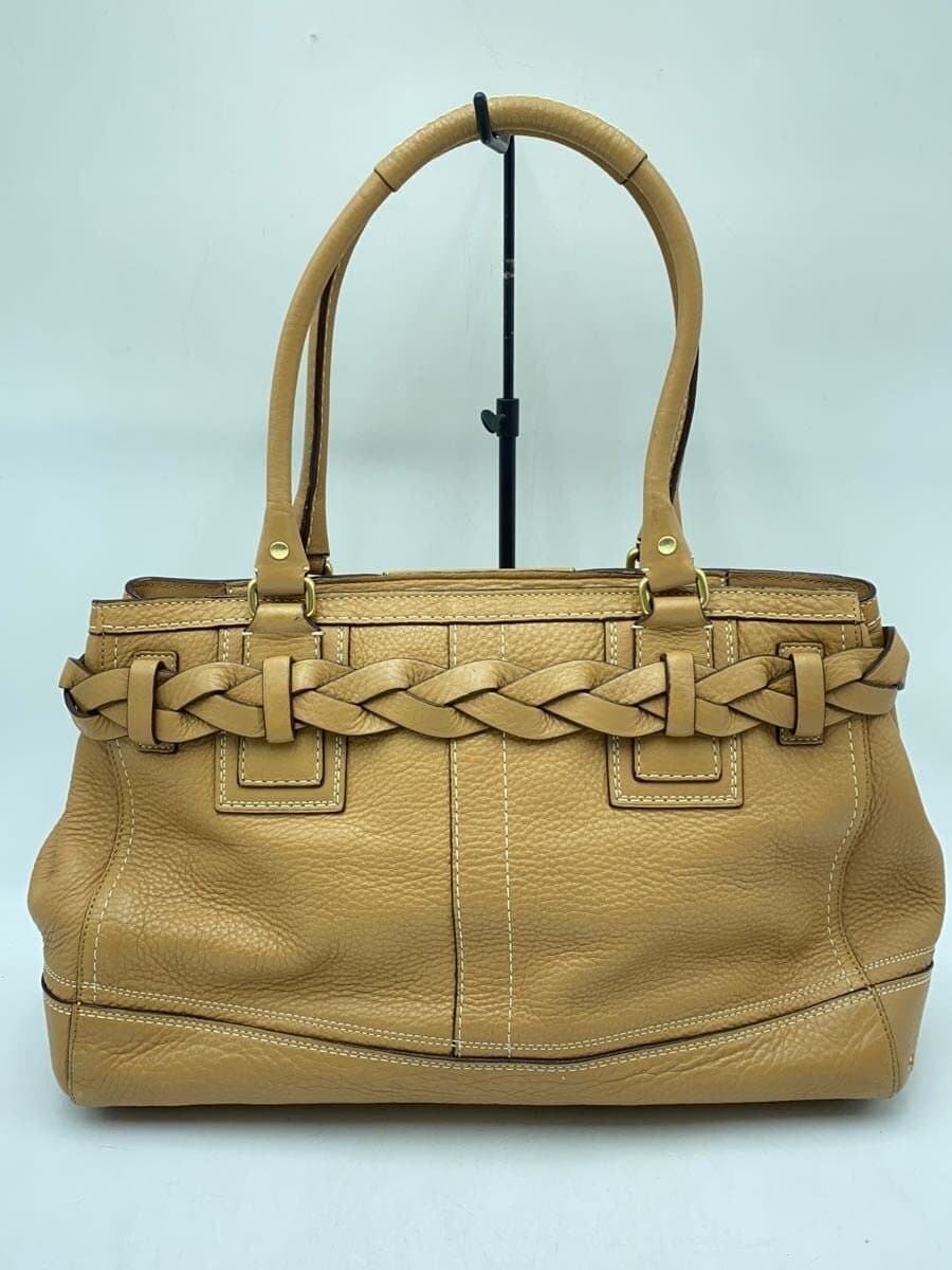 COACH Tote Bag Leather Camel Ｊ0693 With Wear 3