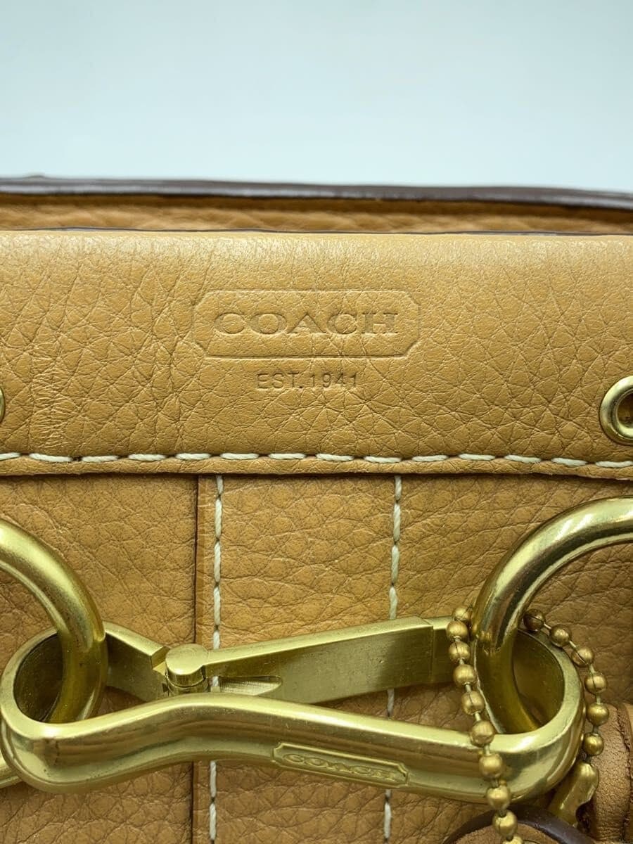 COACH Tote Bag Leather Camel Ｊ0693 With Wear 5