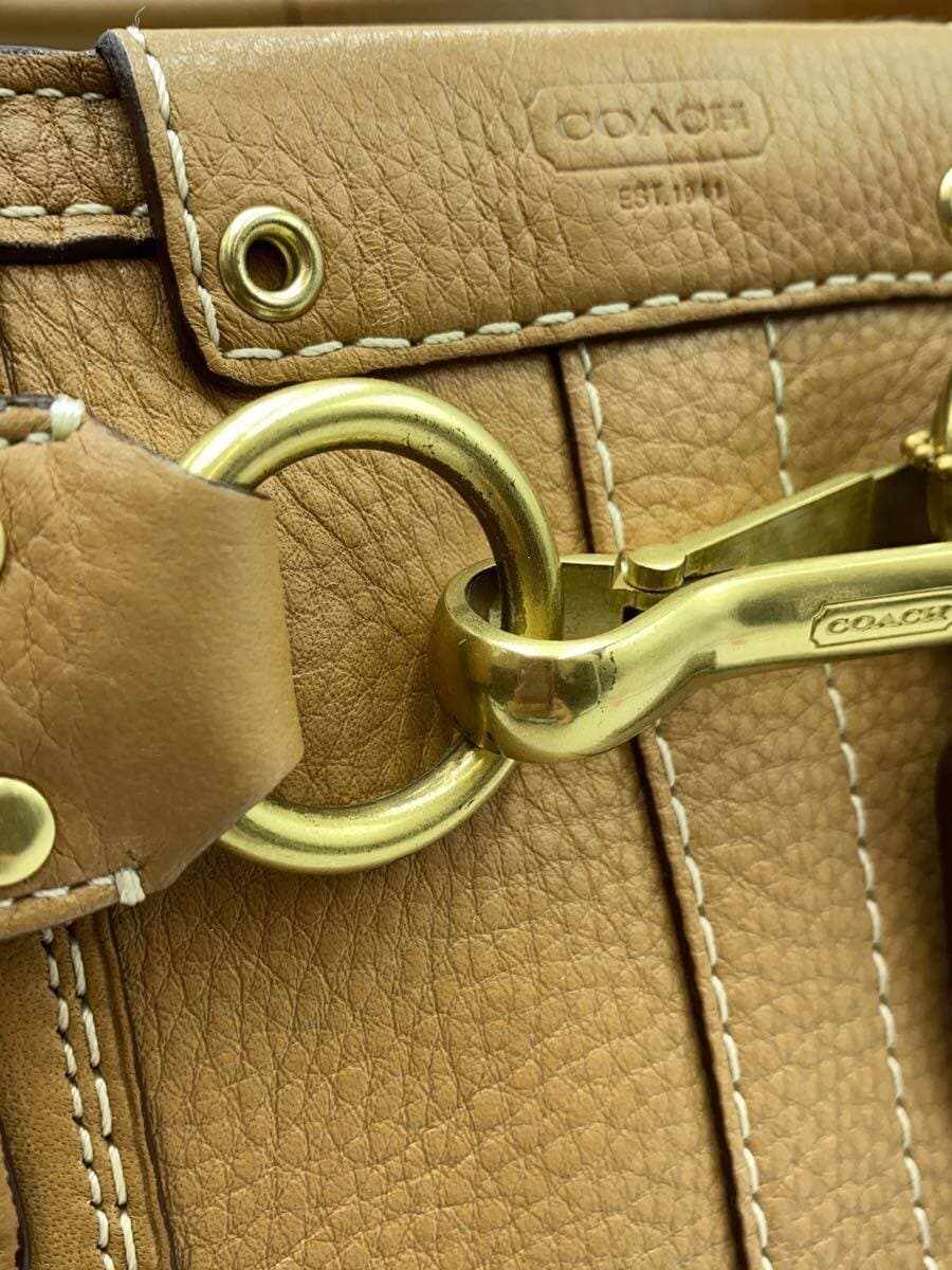 COACH Tote Bag Leather Camel Ｊ0693 With Wear 7