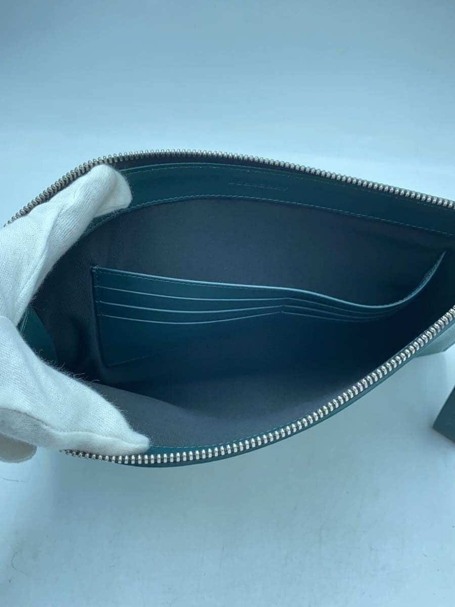 BURBERRY Second Bag Leather Green Solid Clutch Bag Logo Strap 6