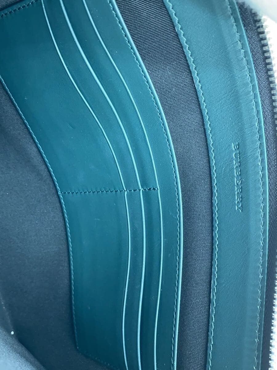 BURBERRY Second Bag Leather Green Solid Clutch Bag Logo Strap 9