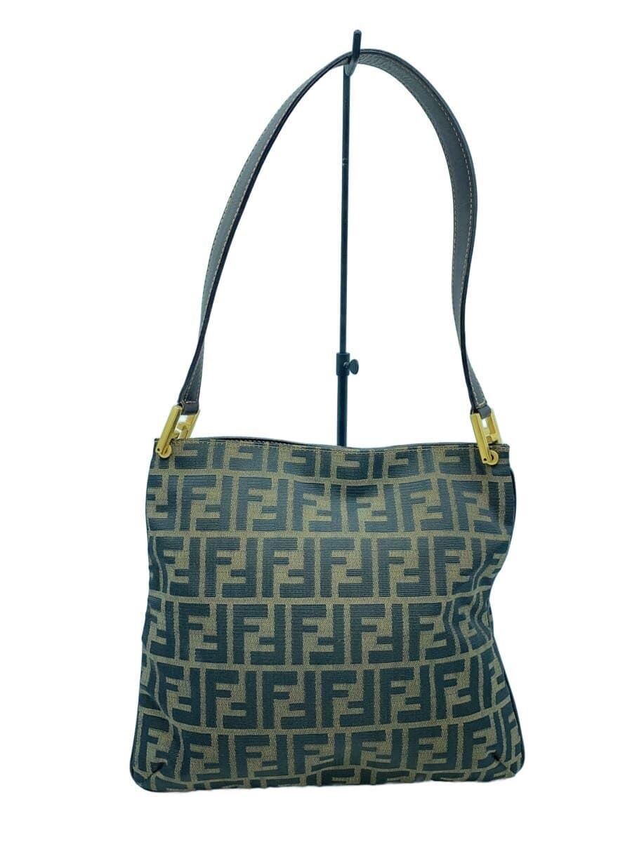 FENDI Shoulder Bag Canvas Brown All-over Print