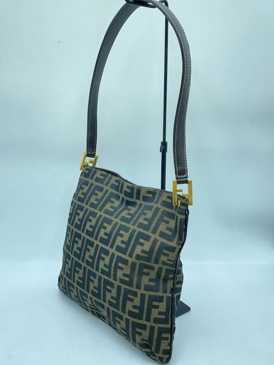 FENDI Shoulder Bag Canvas Brown All-over Print 2