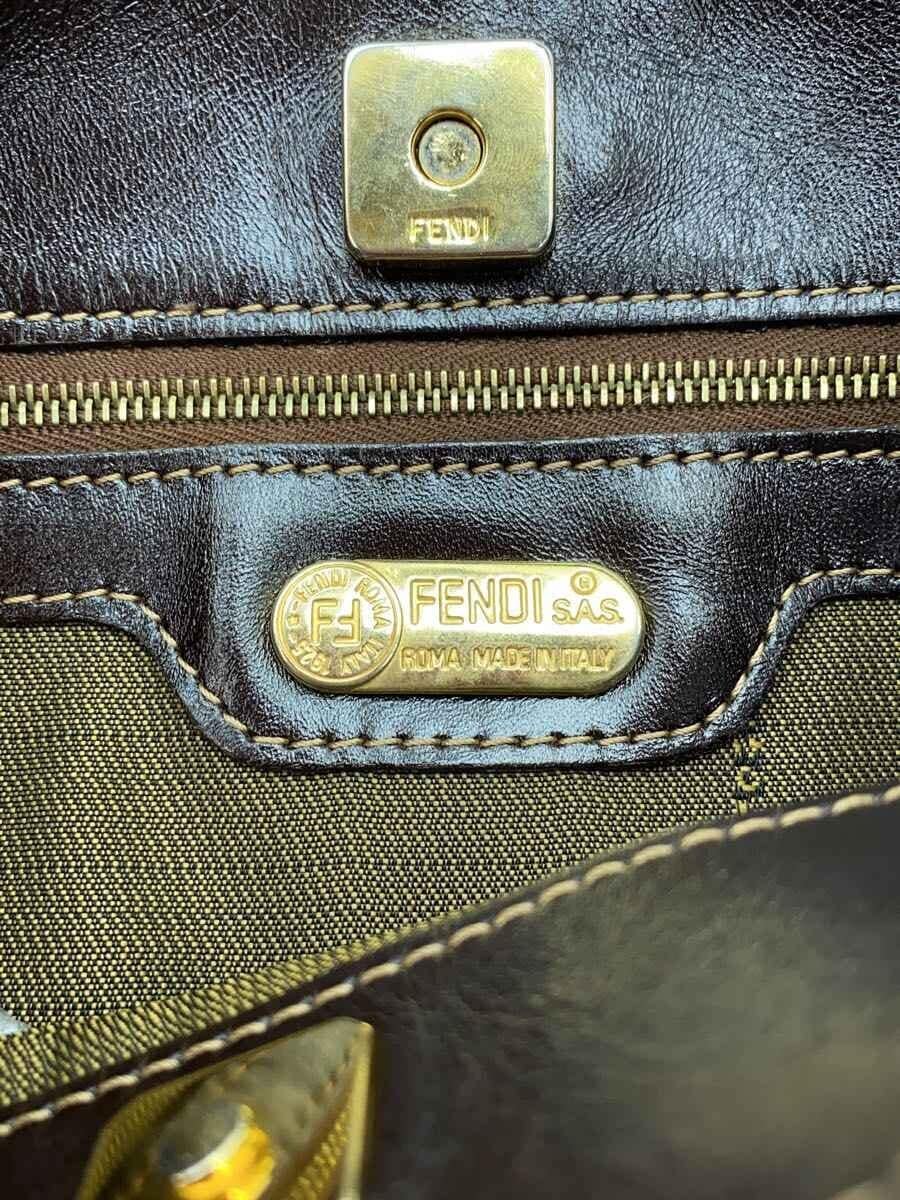 FENDI Shoulder Bag Canvas Brown All-over Print 5