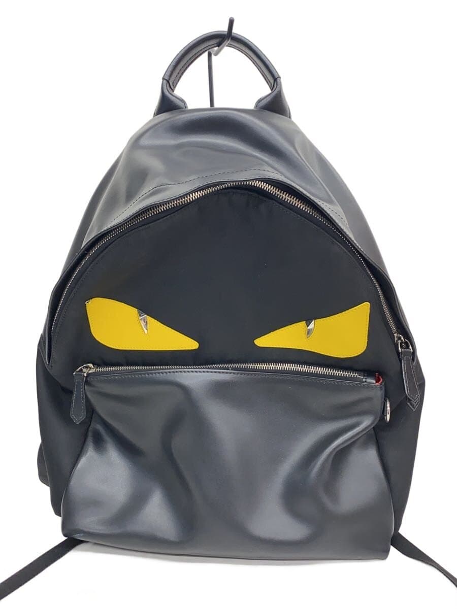 FENDI Backpack Leather BLK Solid 7VZ012