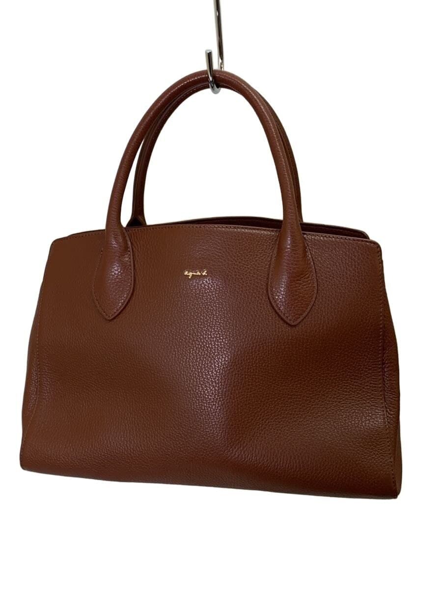 agnes b. Tote Bag Leather BRW Solid RAS18-02