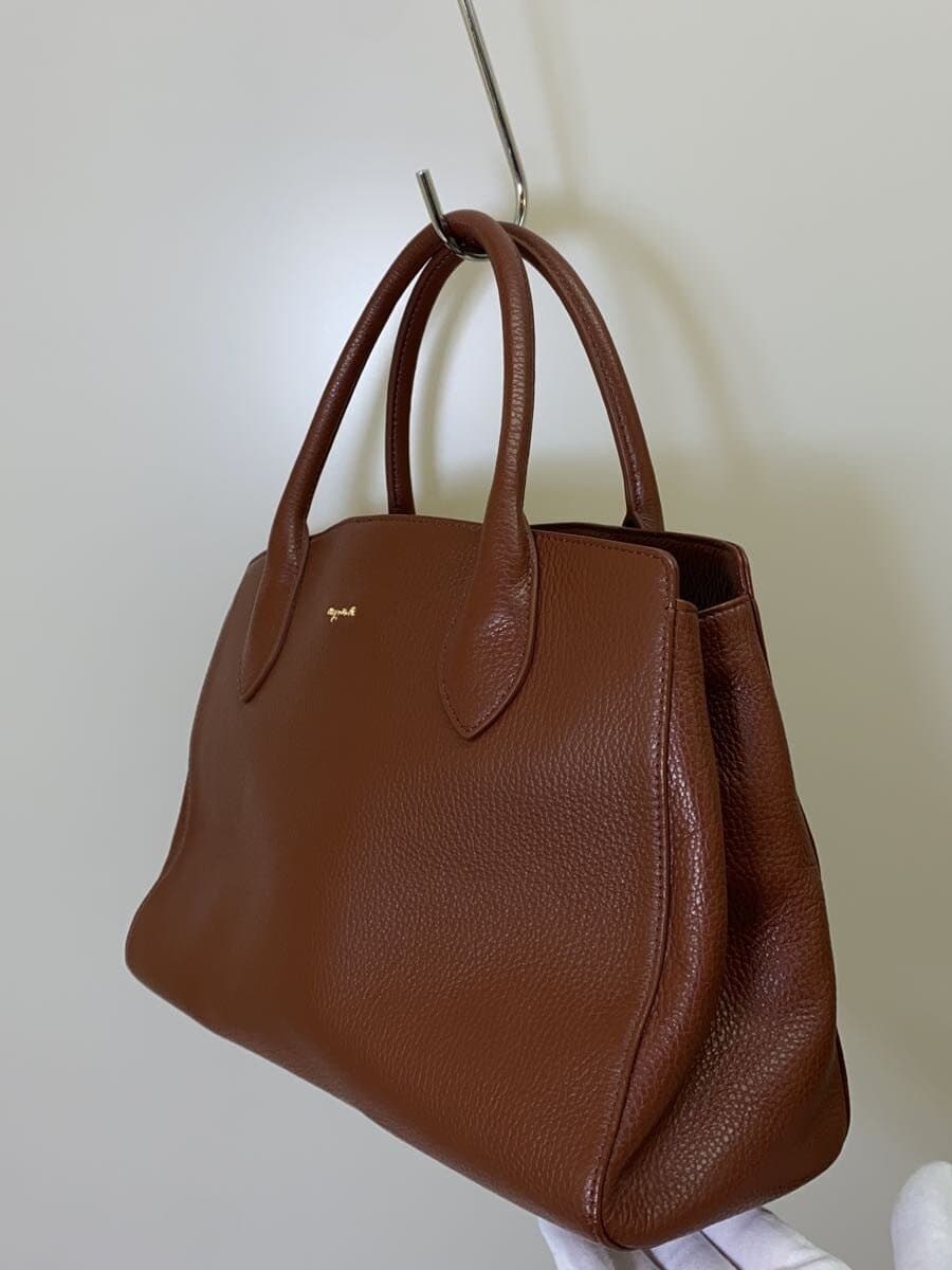 agnes b. Tote Bag Leather BRW Solid RAS18-02 2