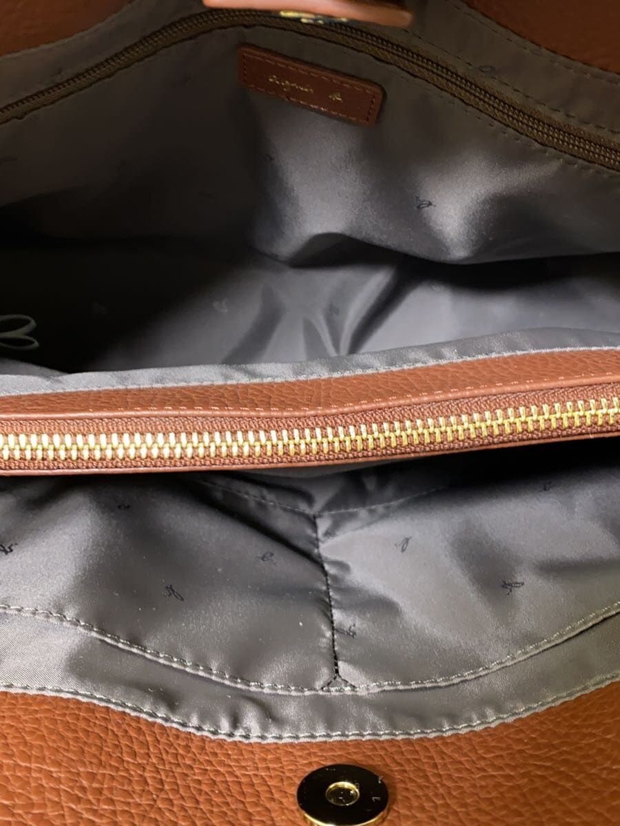 agnes b. Tote Bag Leather BRW Solid RAS18-02 6