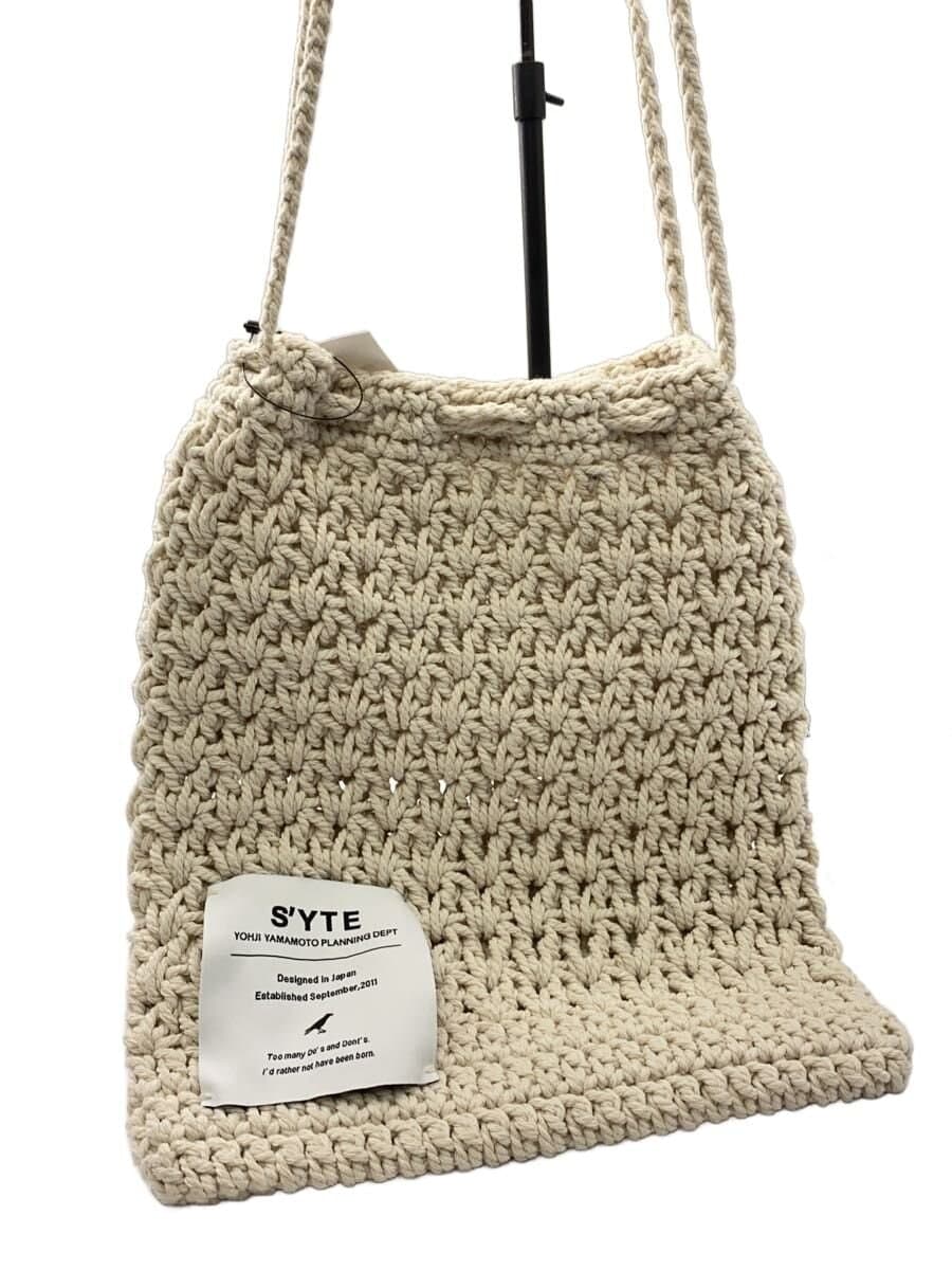 s’yte Bag Cotton WHT KNITTED DRAWSTRING MINI SHOULDER BAG