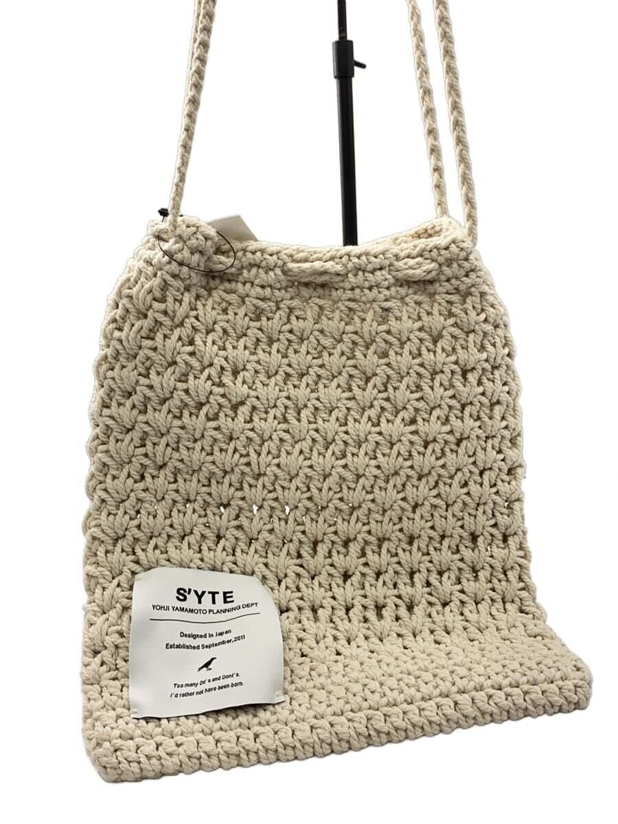 s’yte Bag Cotton WHT KNITTED DRAWSTRING MINI SHOULDER BAG