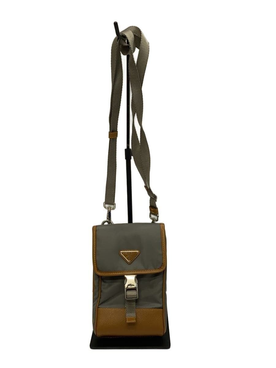 PRADA shoulder bag nylon GRY plain Saffiano