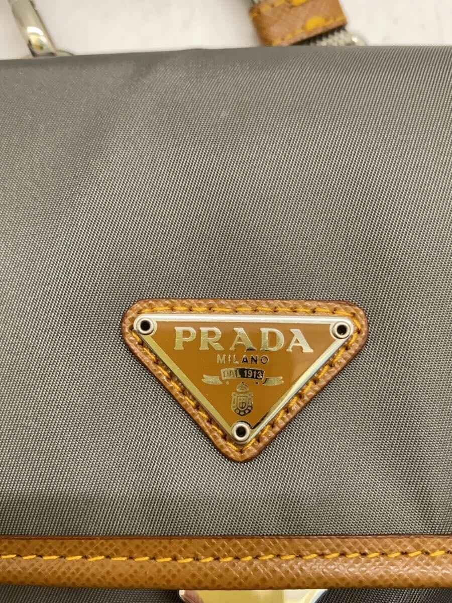 PRADA shoulder bag nylon GRY plain Saffiano 5