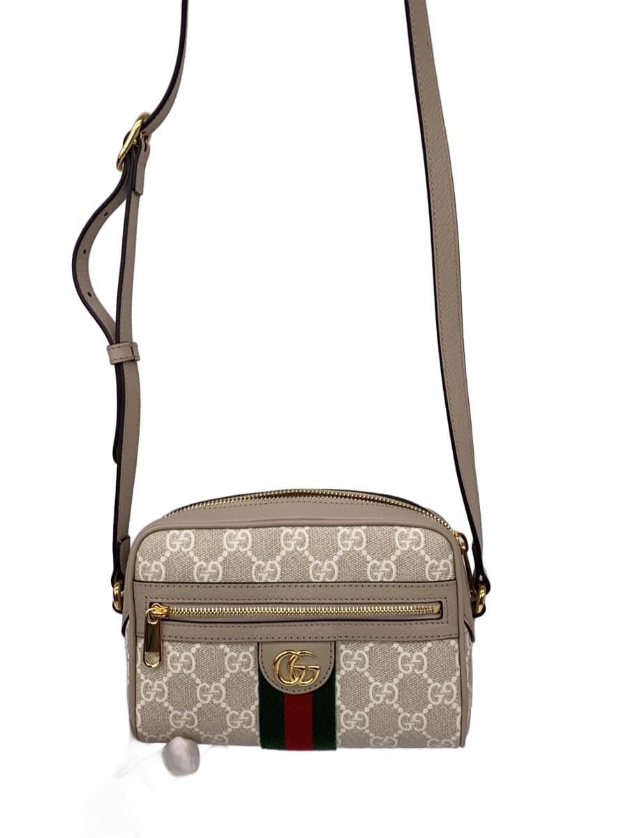 GUCCI Shoulder Bag Leather GRY All Over Pattern 816359