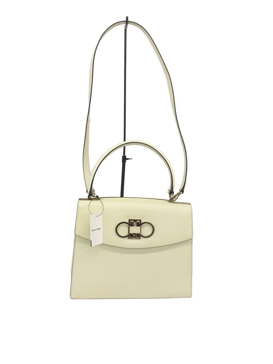 Salvatore Ferragamo Handbag Double Gancini Leather WHT