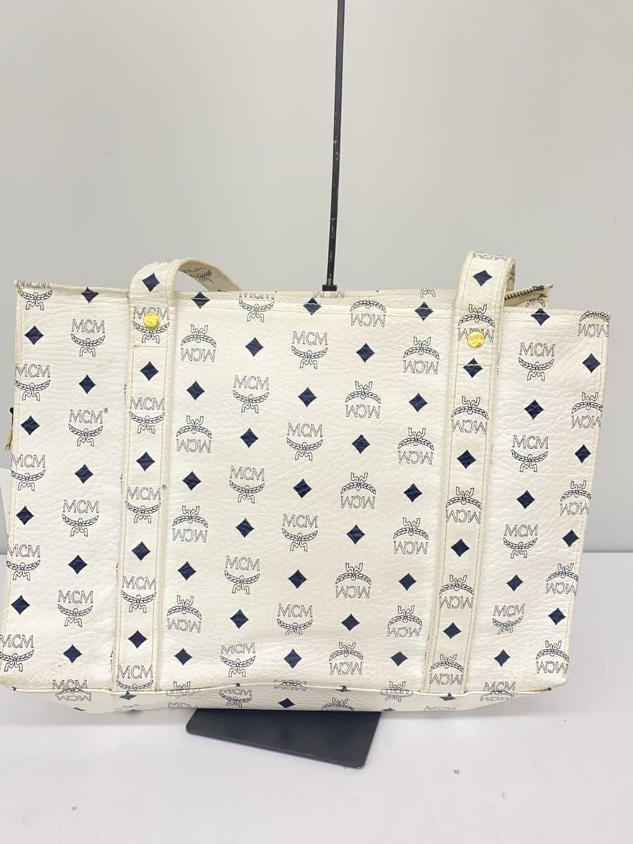 MCM Tote Bag Leather WHT 3