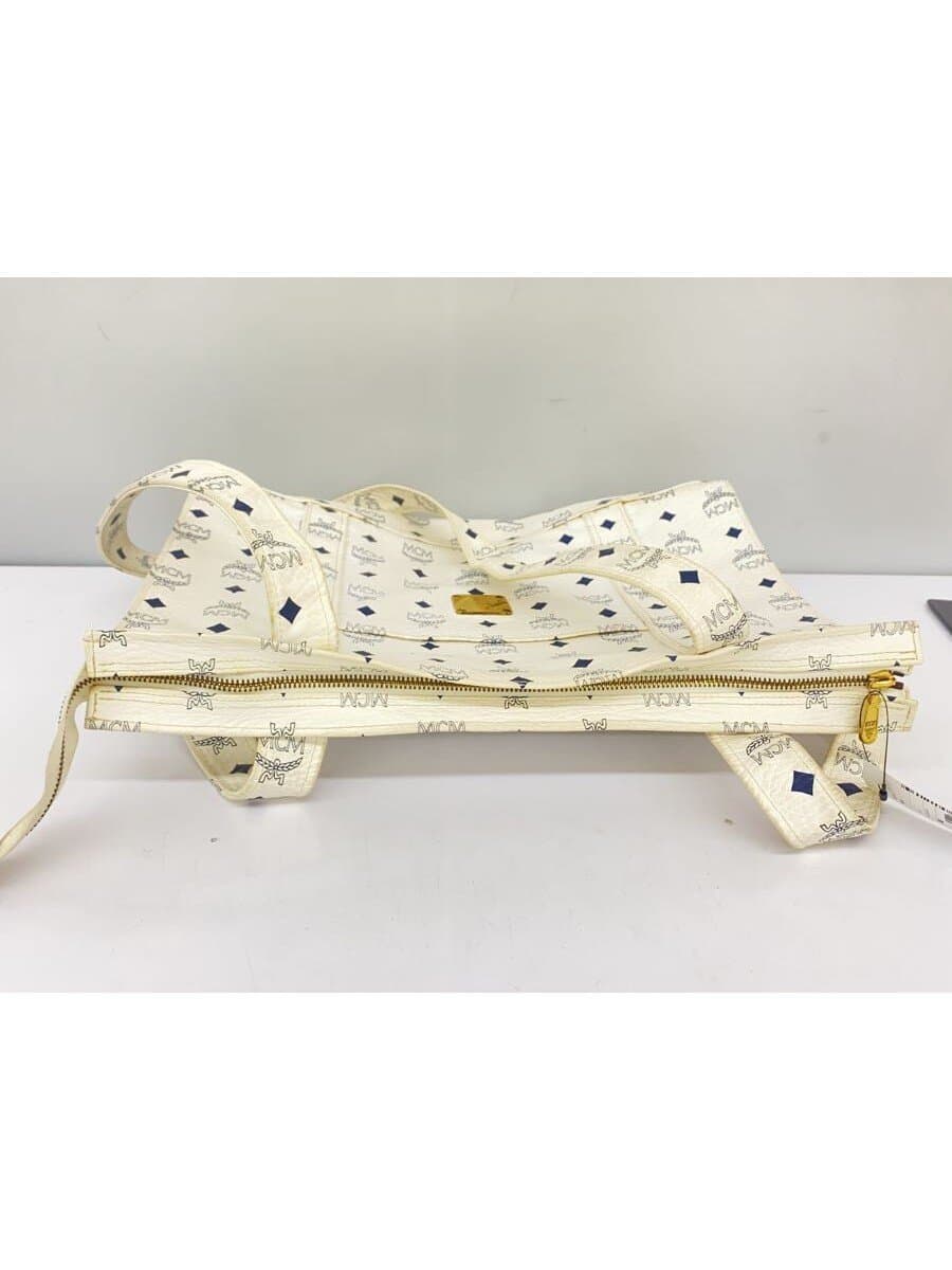 MCM Tote Bag Leather WHT 4