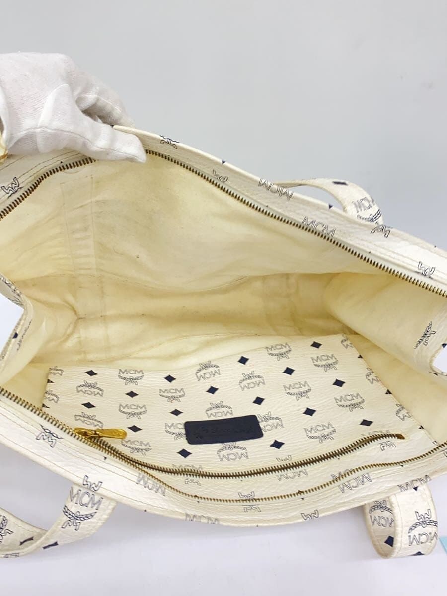 MCM Tote Bag Leather WHT 6