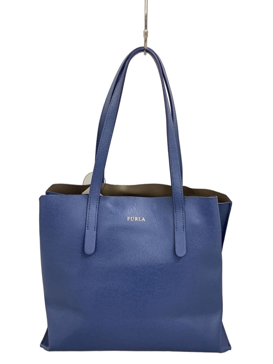 FURLA tote bag faux leather BLUE