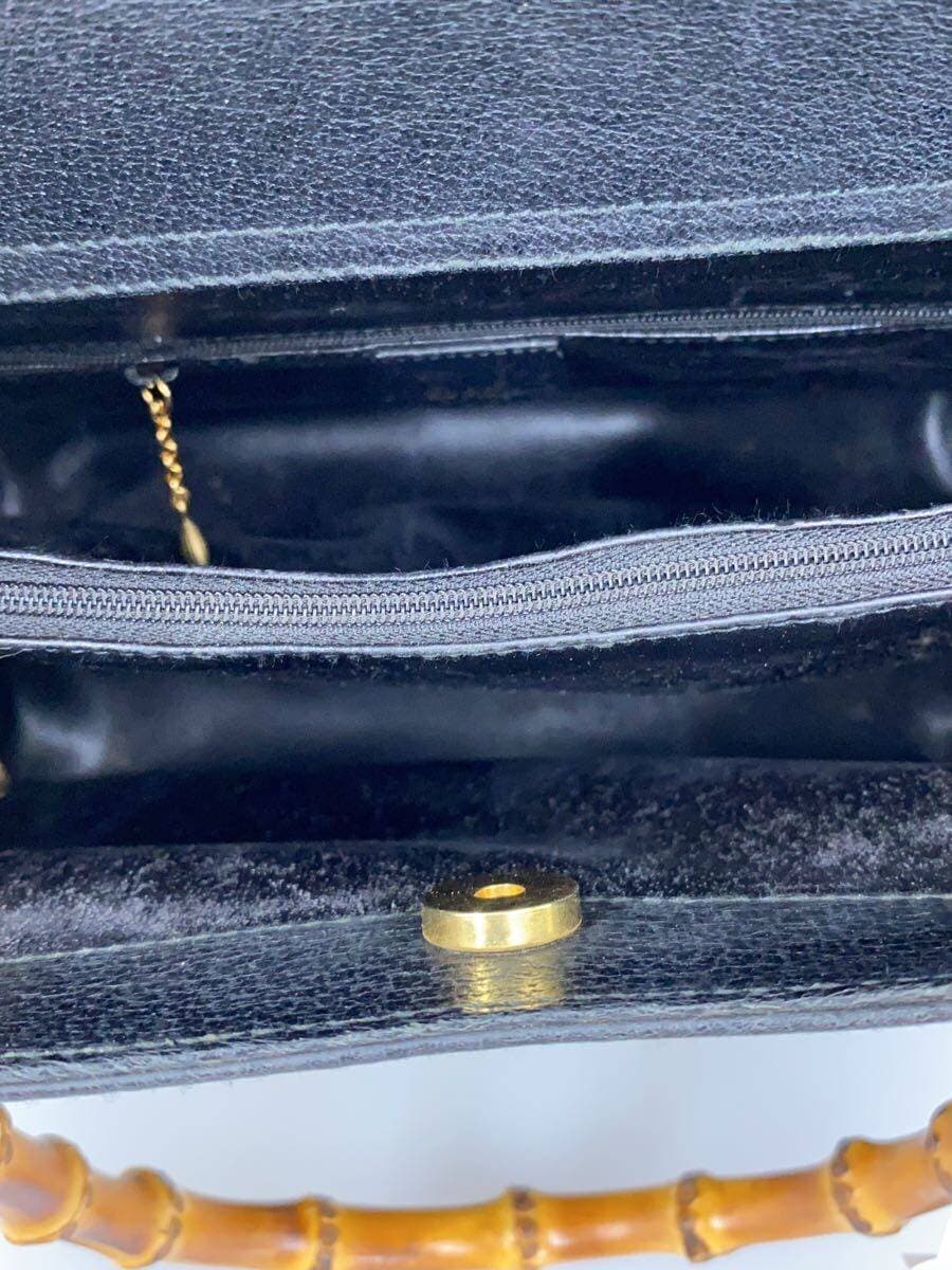 GUCCI Bamboo Handle Handbag Leather BLK Diana 7