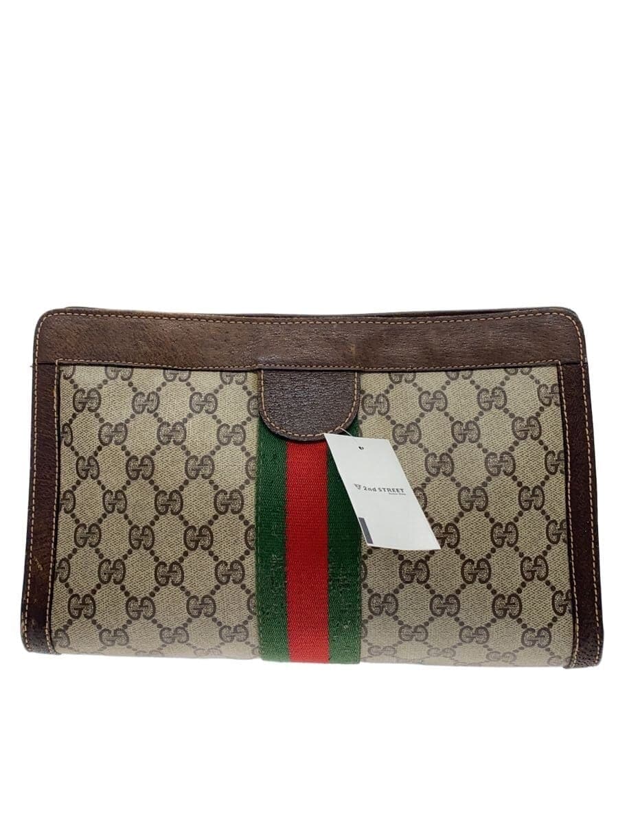 GUCCIAccessory Collection Clutch Bag PVC Brown All-over Pattern