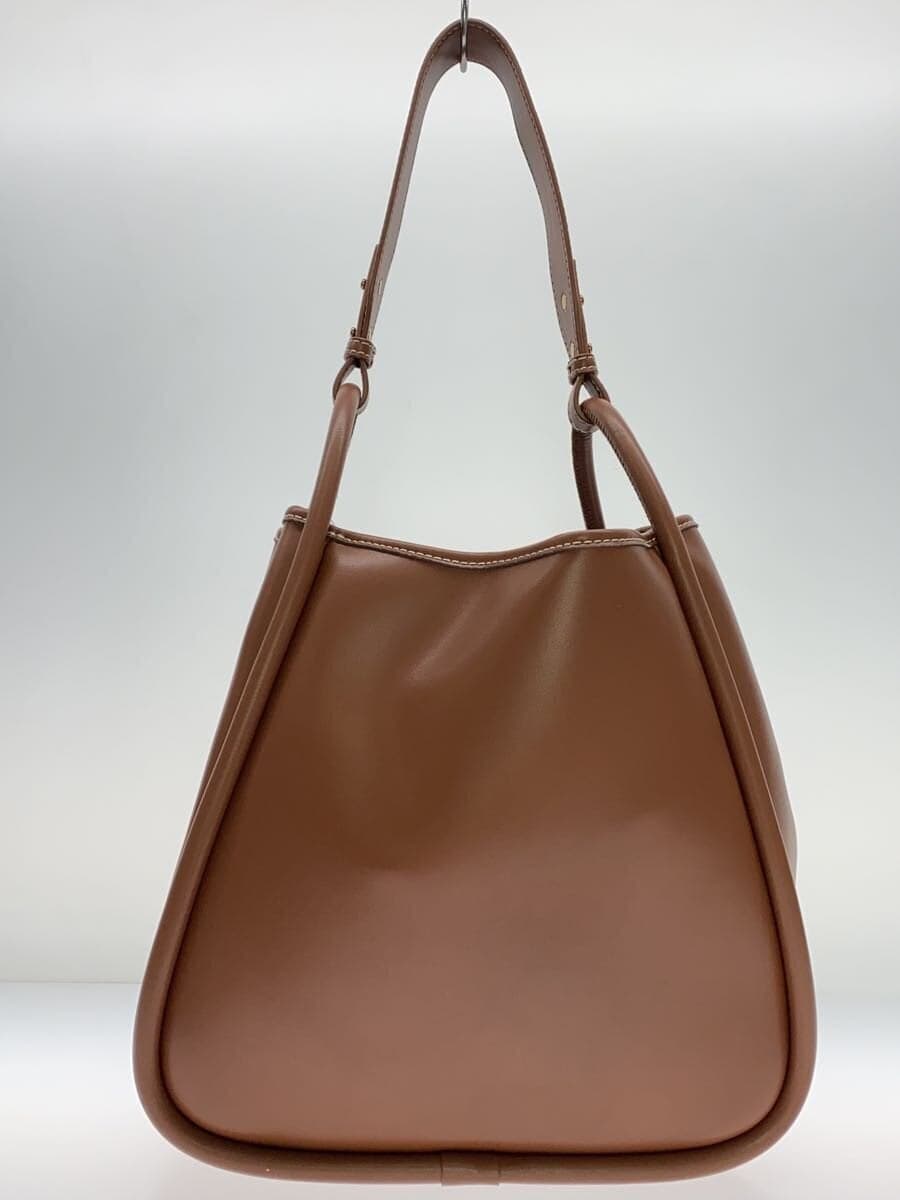 CHARLES&KEITH Layla Tubular Slouch Tote Bag Leather BRW Solid Color 3