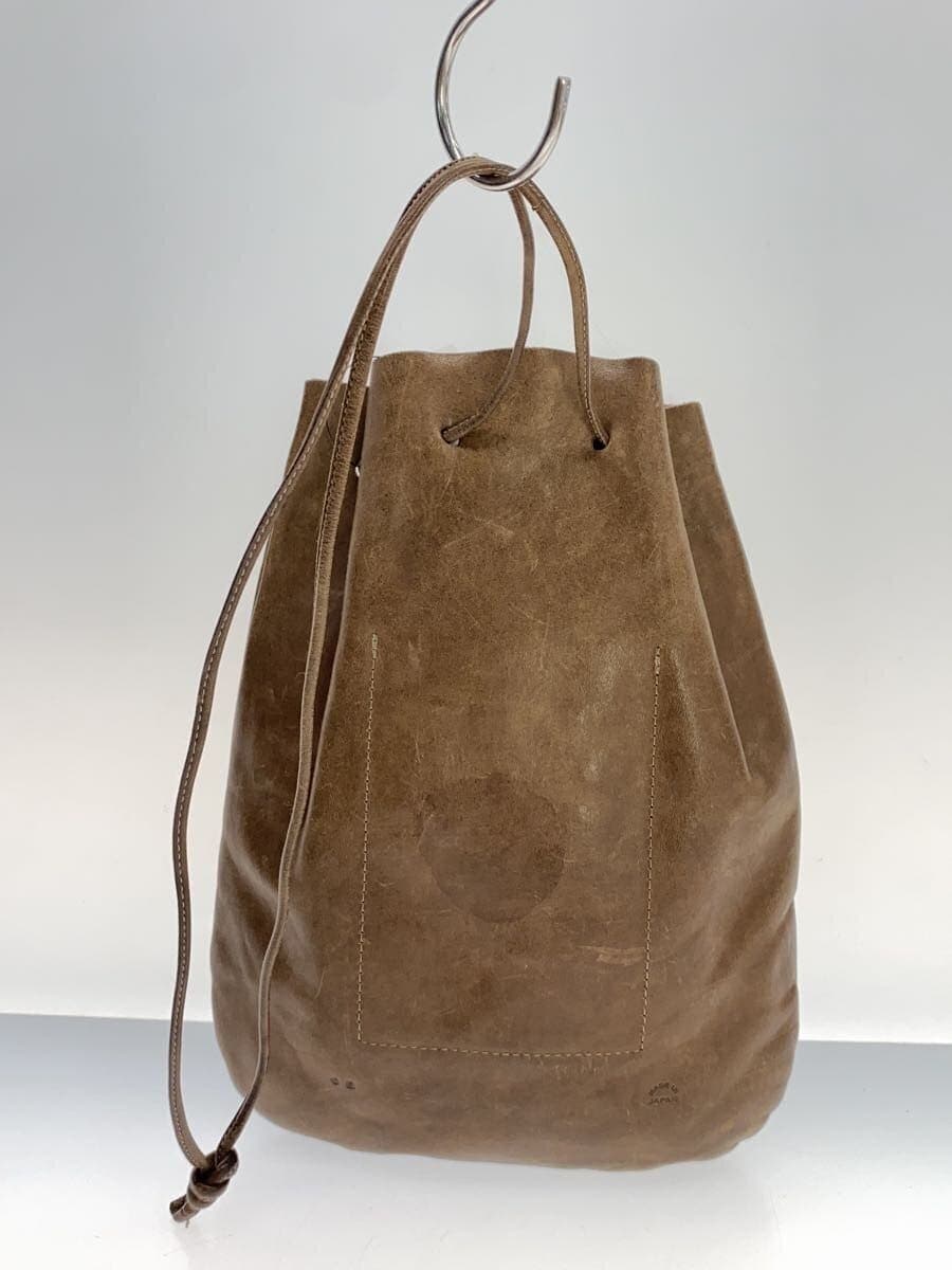 ARTS&CRAFTS Drawstring Pouch Bag Leather BRW Solid Color 3