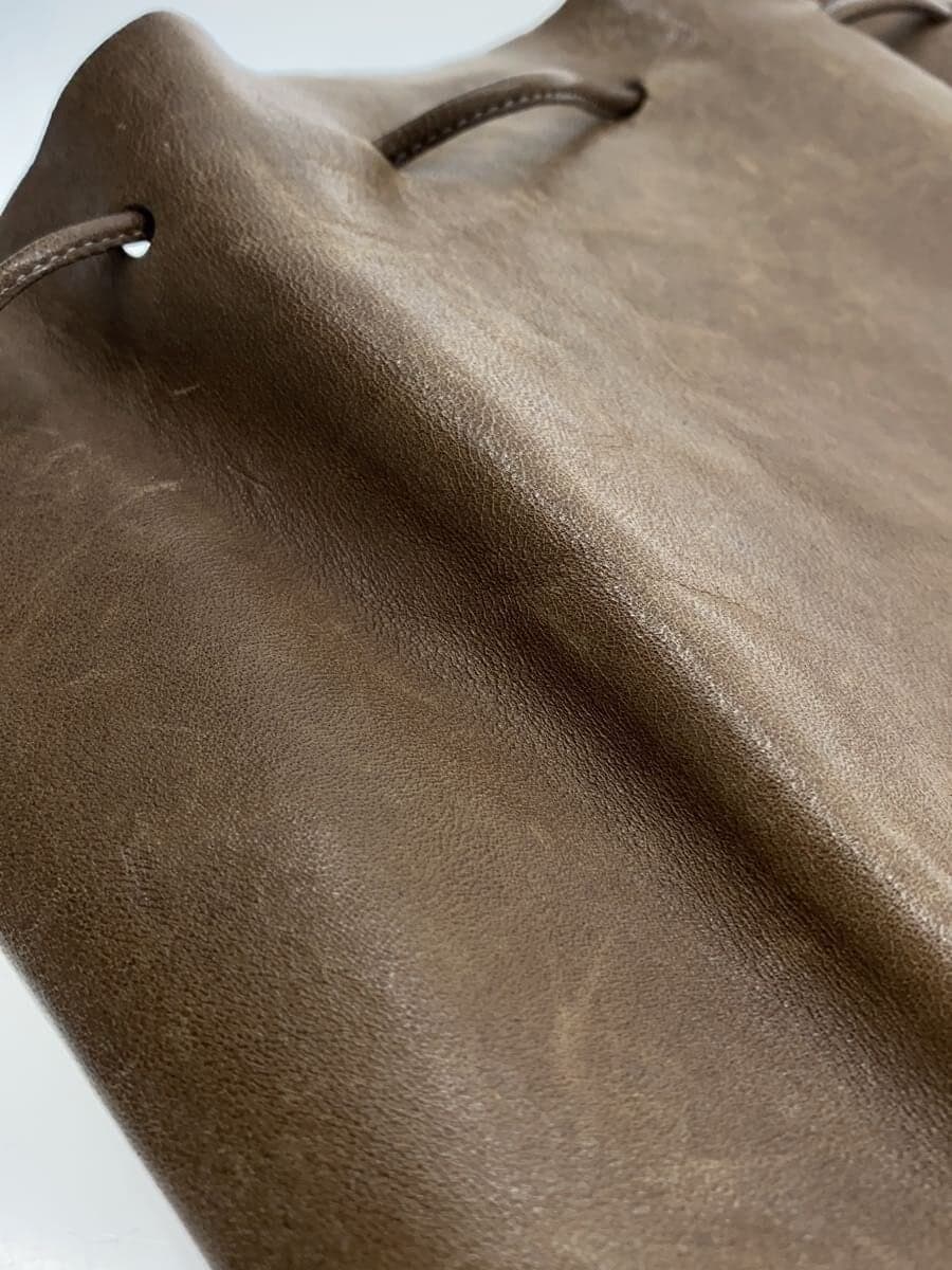 ARTS&CRAFTS Drawstring Pouch Bag Leather BRW Solid Color 8