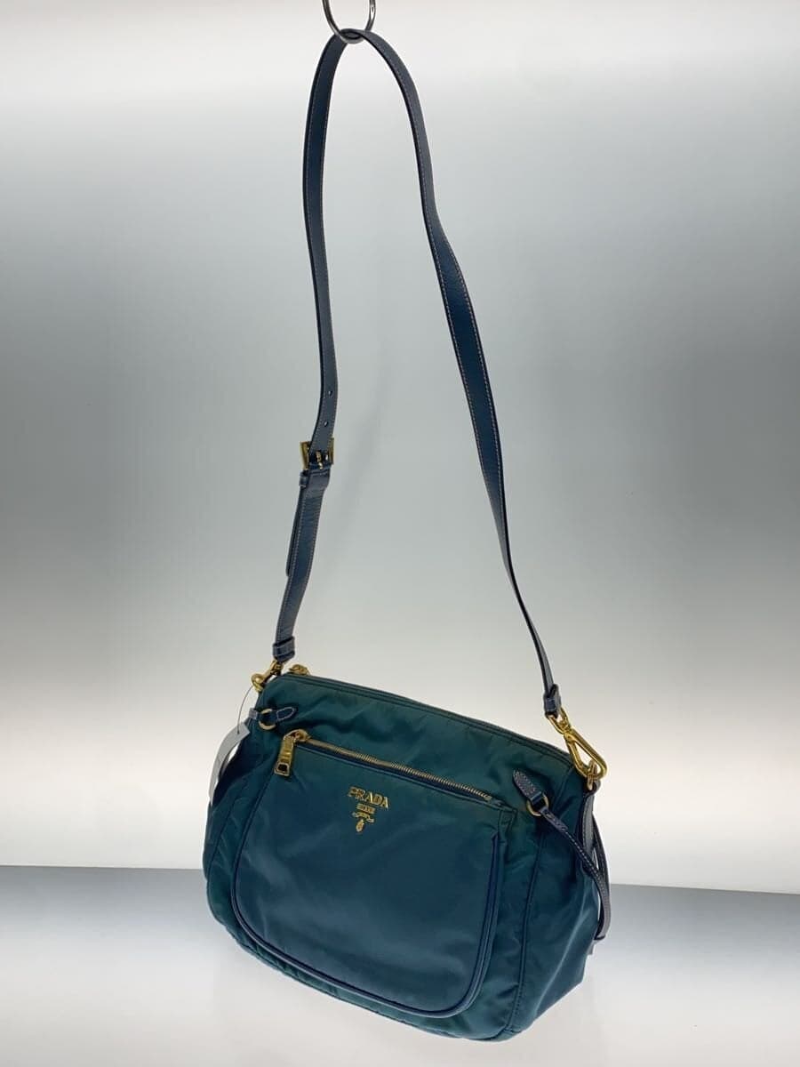 PRADA discoloration stains present shoulder bag nylon green plain BT0689 2