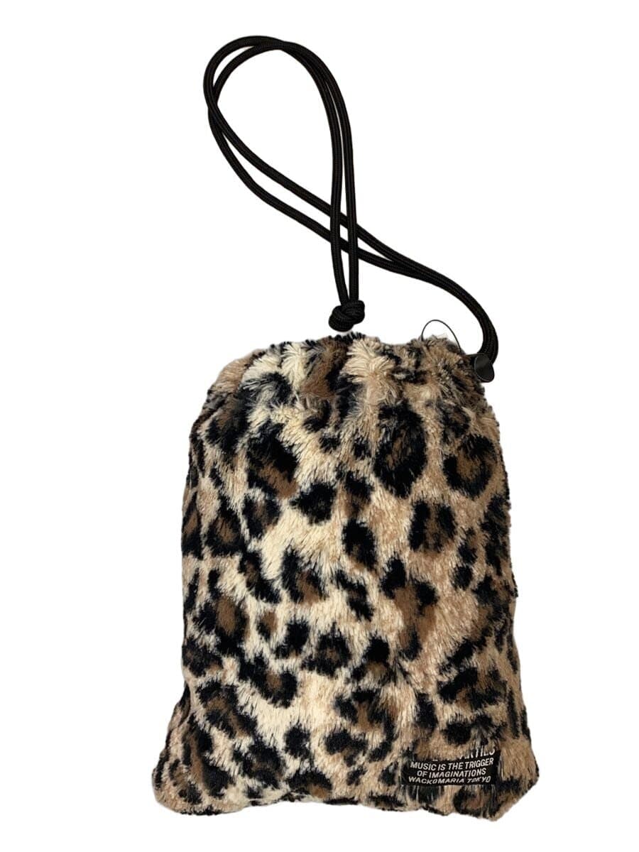 WACKO MARIA Drawstring Pouch Fur BEG Leopard