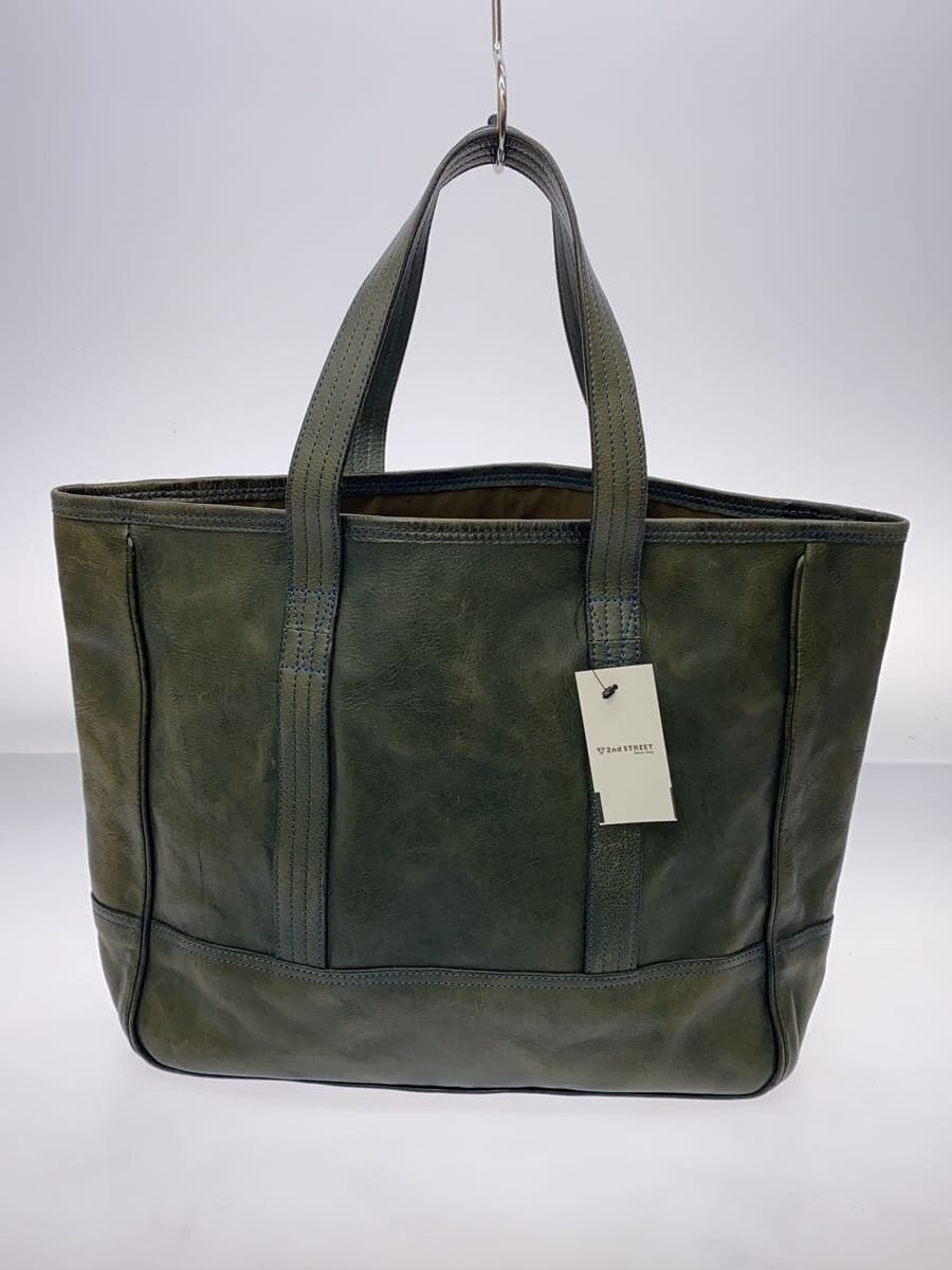 DAMASQUINA Tote Bag Leather GRN Solid 3