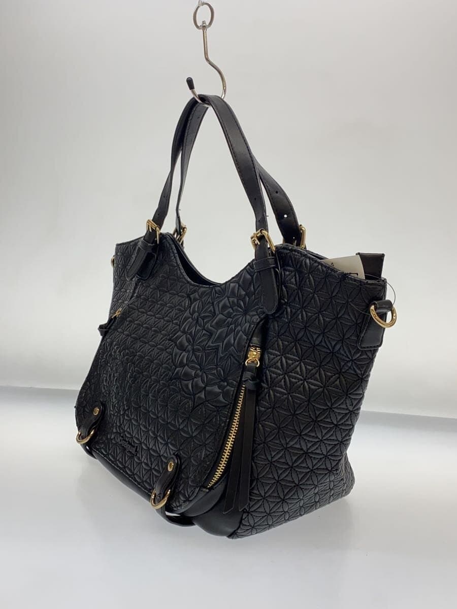 Desigual Tote Bag Leather BLK All Over Pattern 2